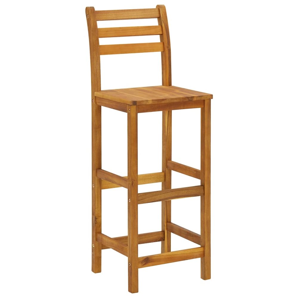Garden Bar Set Natural Wood Solid Acacia Wood Compact Footrest. Picture 9