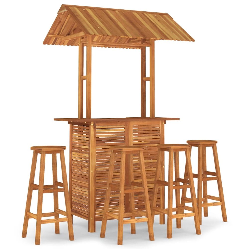 Garden Bar Set Natural Wood Solid Acacia Wood Large Durable. Picture 2