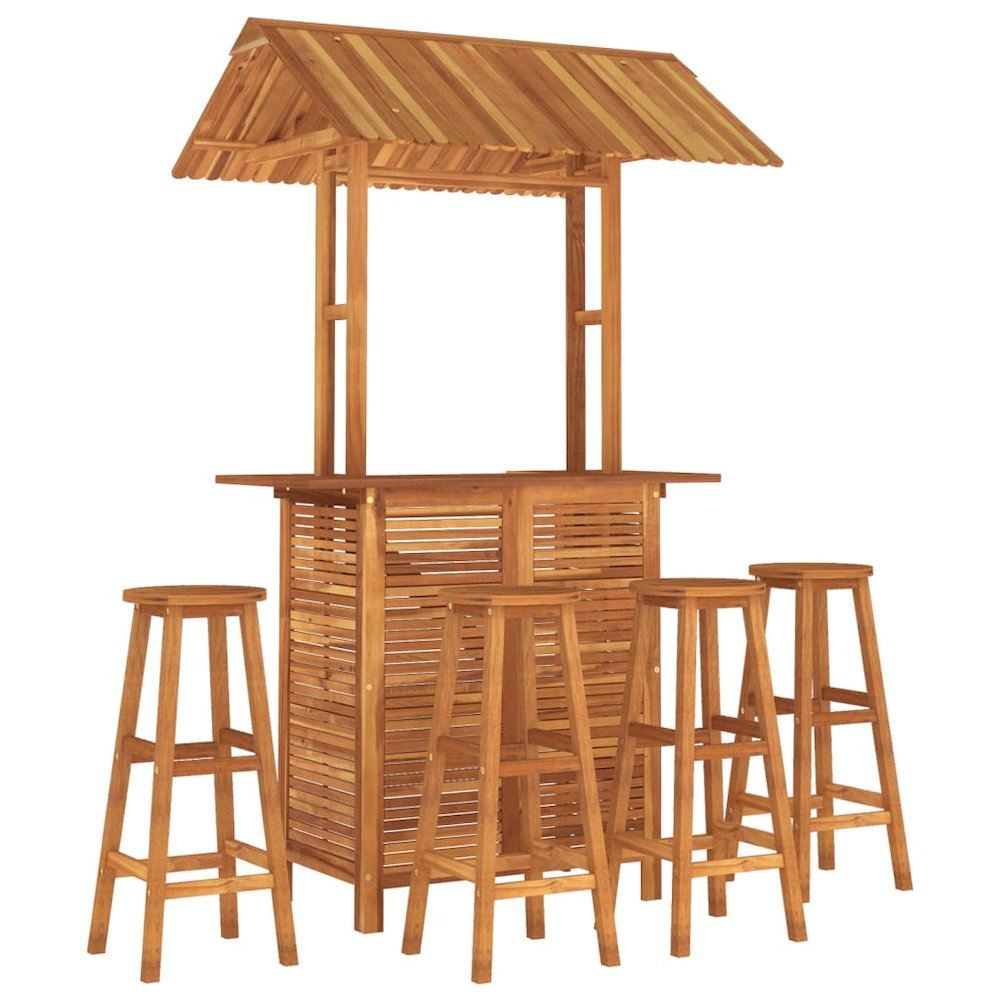Garden Bar Set Natural Wood Solid Acacia Wood Large Durable. Picture 3