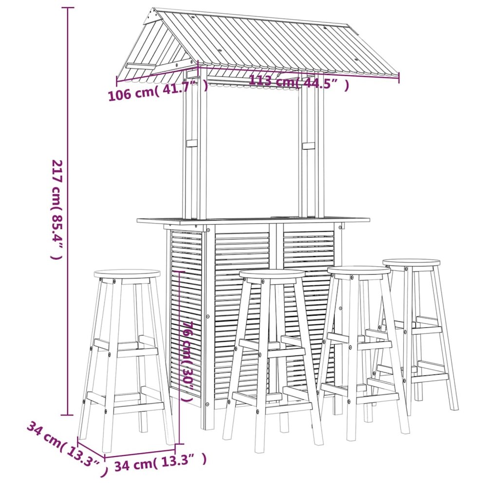 Garden Bar Set Natural Wood Solid Acacia Wood Large Durable. Picture 9