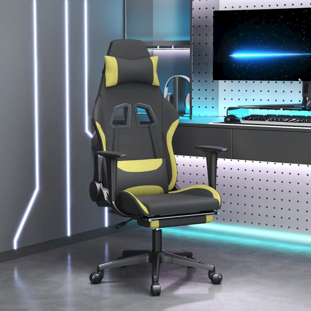 Gaming Chair Black and Light Green. Picture 1