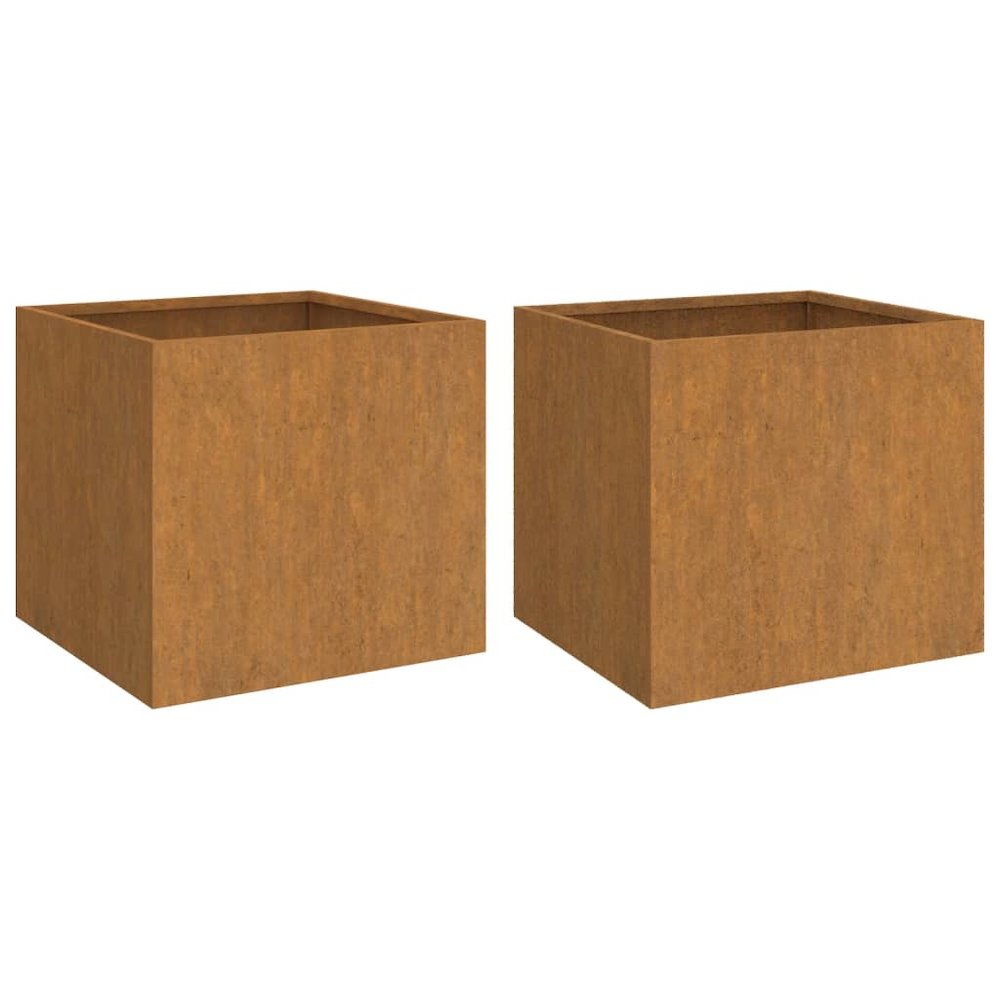 Planter Set of 2 Starts as natural metal color, turns rusty. Picture 2