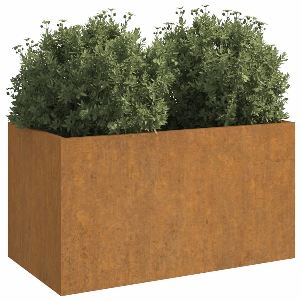 Planter Rusty Corten Steel Medium Durable Planter Rectangular. Picture 3