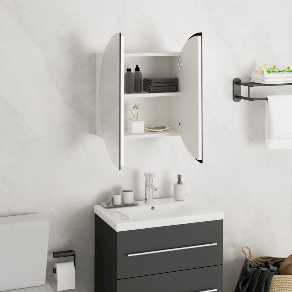Bathroom Cabinet White Engineered wood Medium Bathroom Cabinet. Picture 4