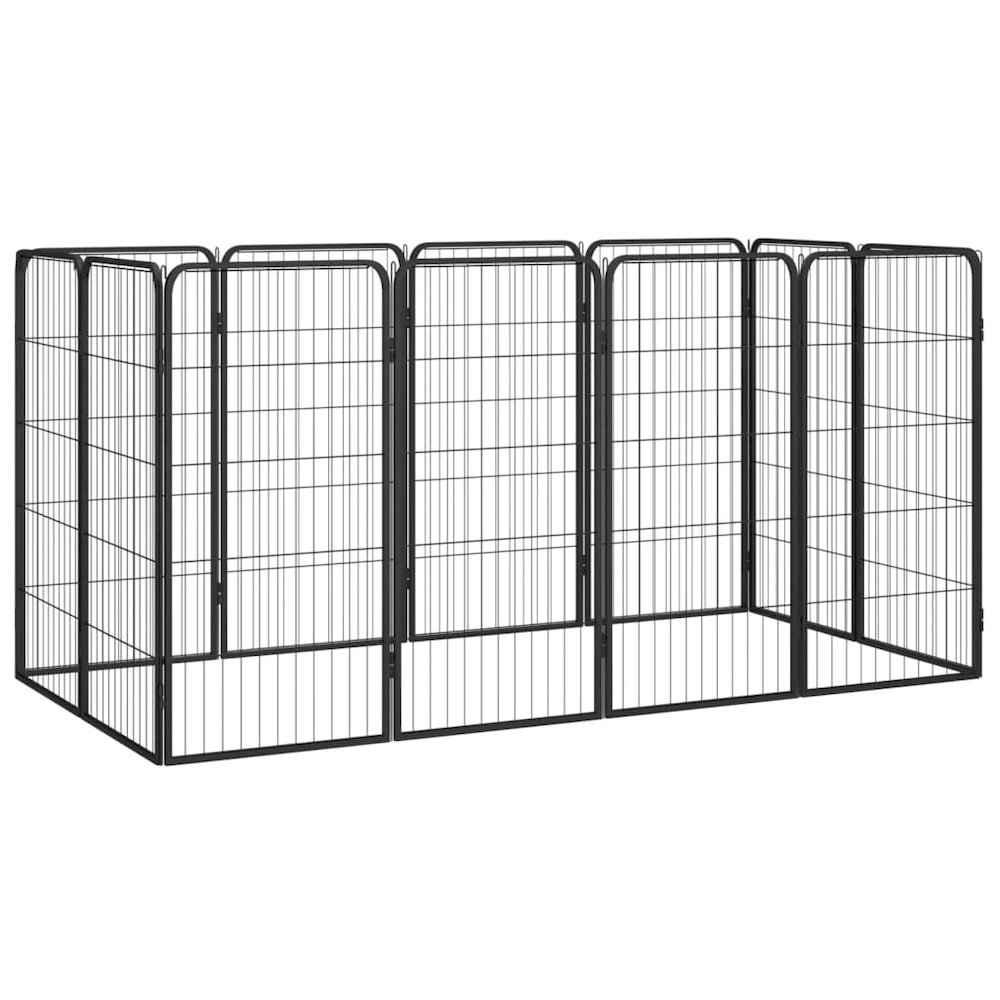 Dog Playpen Black Powder-coated Steel Large Height-Adjustable. Picture 1