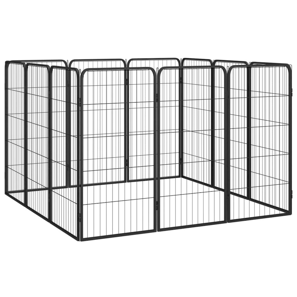 Dog Playpen Black Powder-coated Steel Large Height-Adjustable. Picture 3