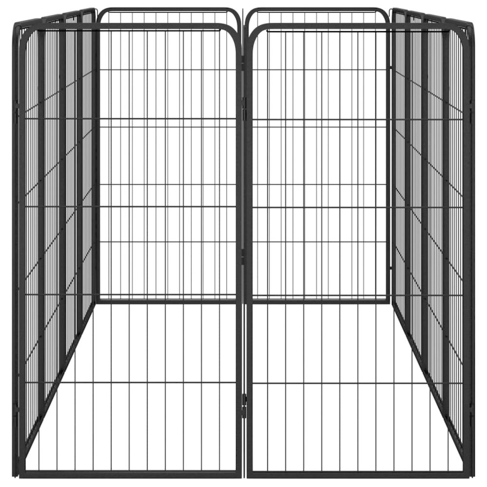 Dog Playpen Black Powder-coated Steel Large Height-Adjustable. Picture 4