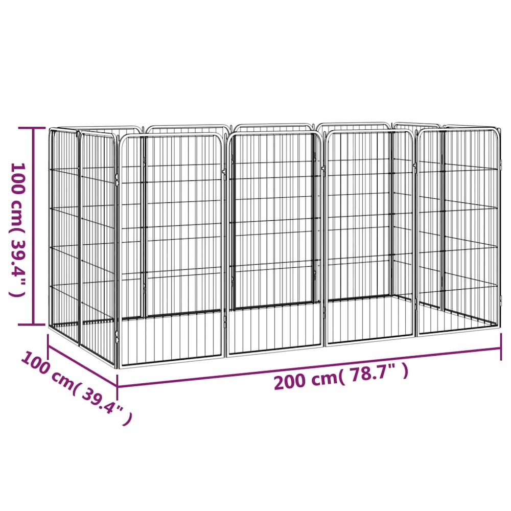Dog Playpen Black Powder-coated Steel Large Height-Adjustable. Picture 7