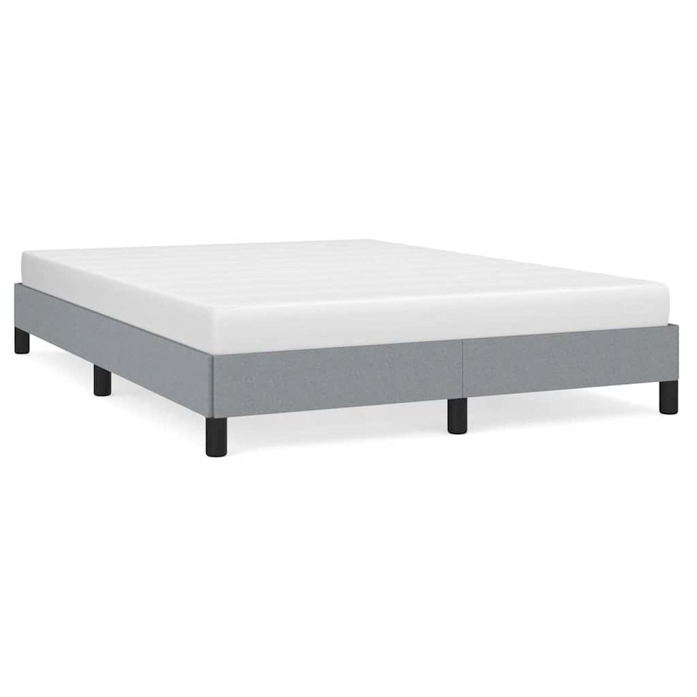 Bed Frame Light gray Polyester Queen Bed Frame Rectangular. Picture 1