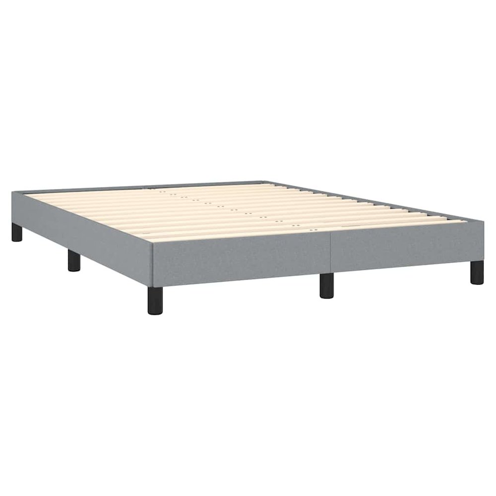 Bed Frame Light gray Polyester Queen Bed Frame Rectangular. Picture 5