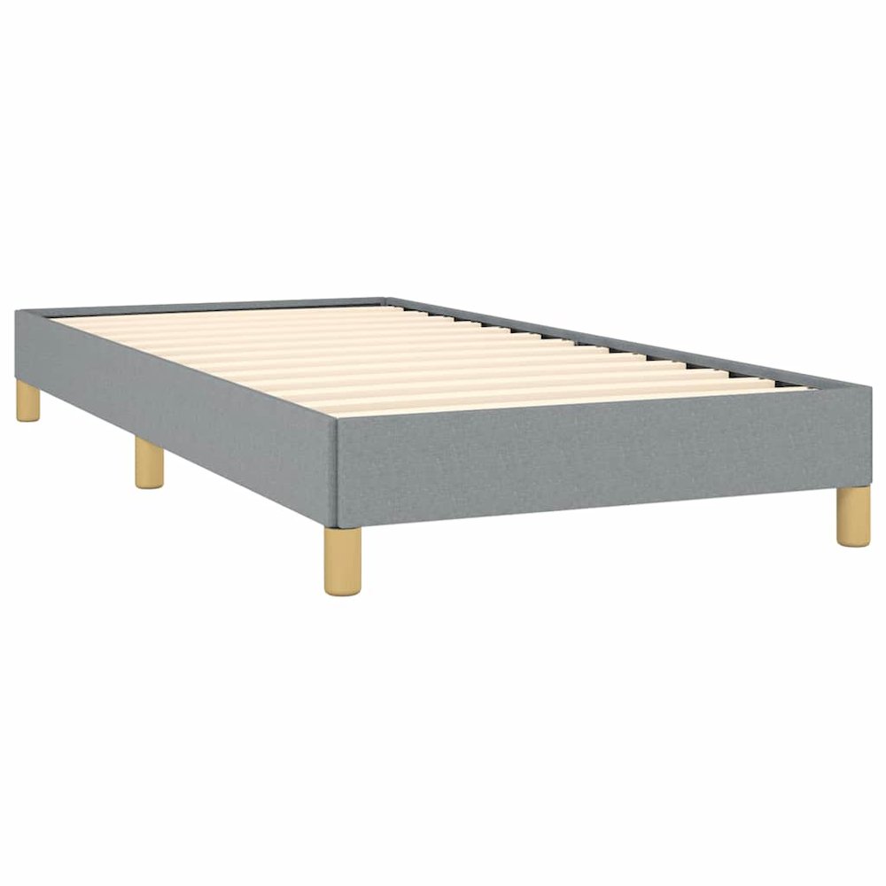 Bed Frame Light Grey Polyester, Plywood, Engineered Wood Twin XL. Picture 5