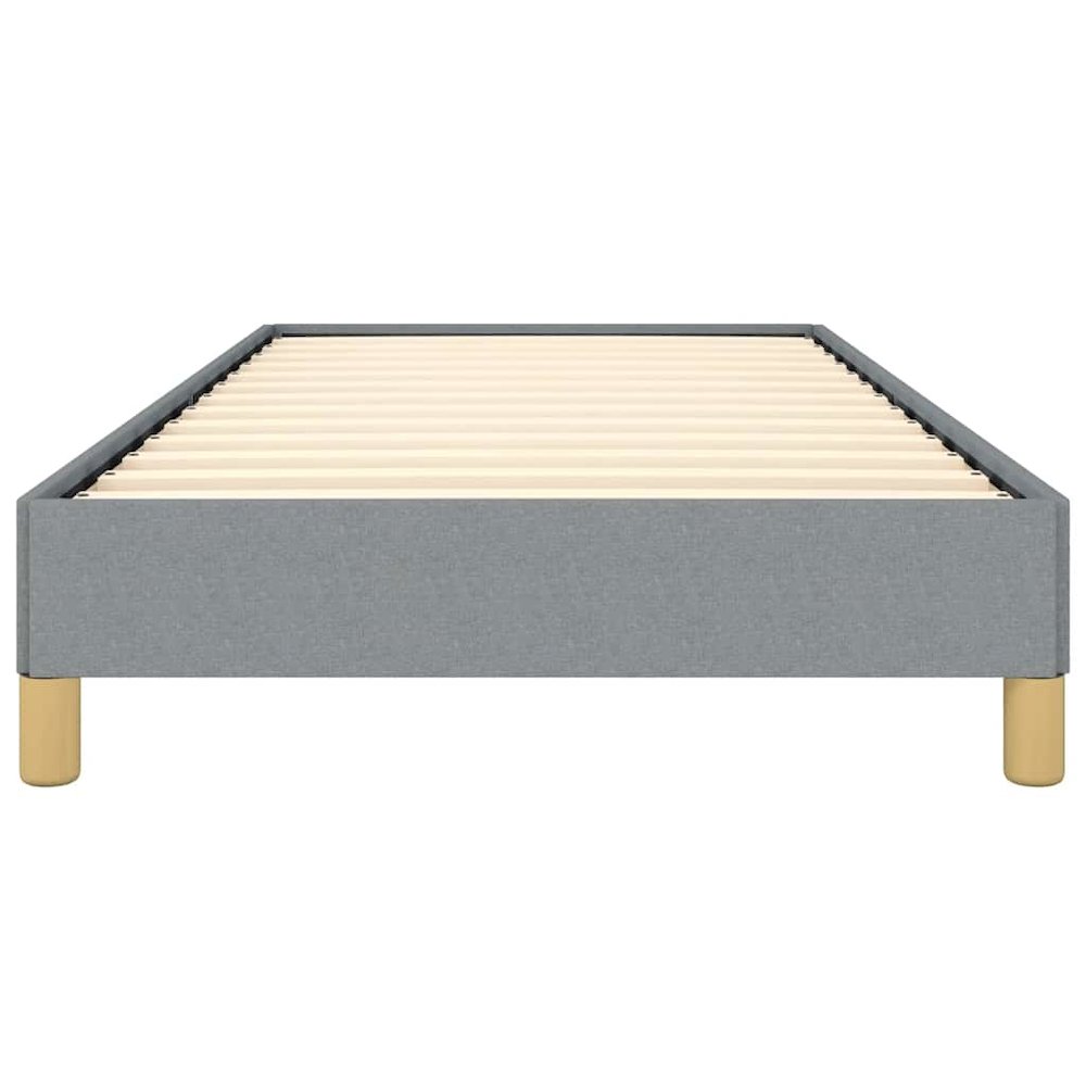 Bed Frame Light Grey Polyester, Plywood, Engineered Wood Twin XL. Picture 6