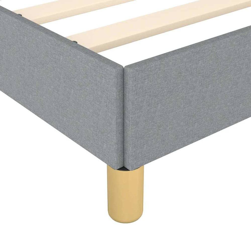 Bed Frame Light Grey Polyester, Plywood, Engineered Wood Twin XL. Picture 8