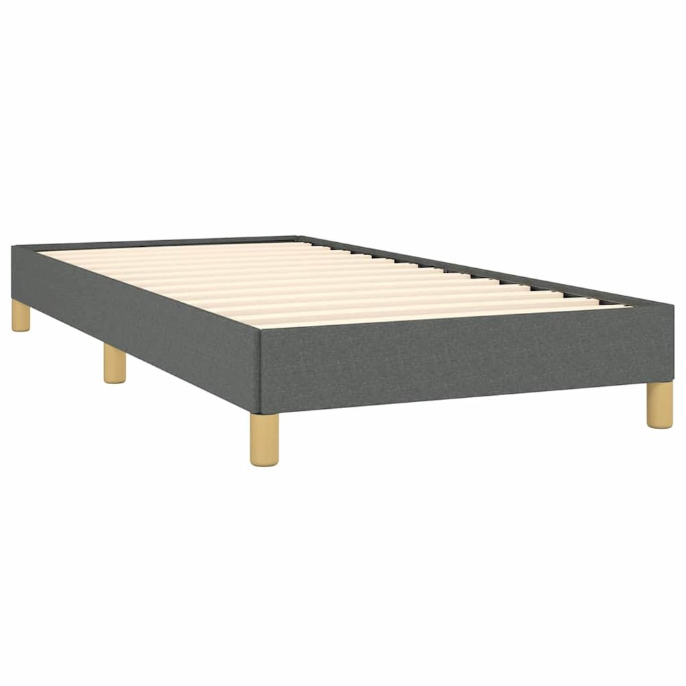 Bed Frame Dark Grey Polyester, Plywood, Engineered Wood Twin XL. Picture 5
