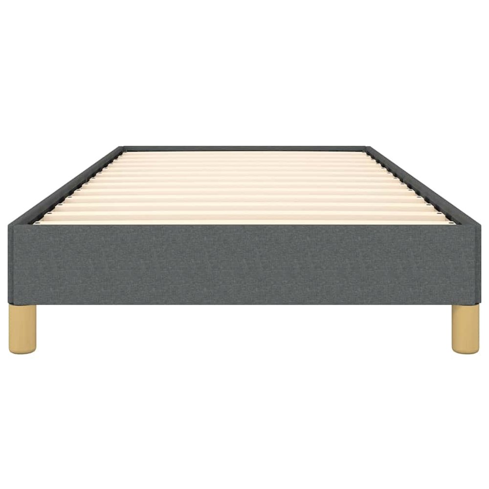 Bed Frame Dark Grey Polyester, Plywood, Engineered Wood Twin XL. Picture 6