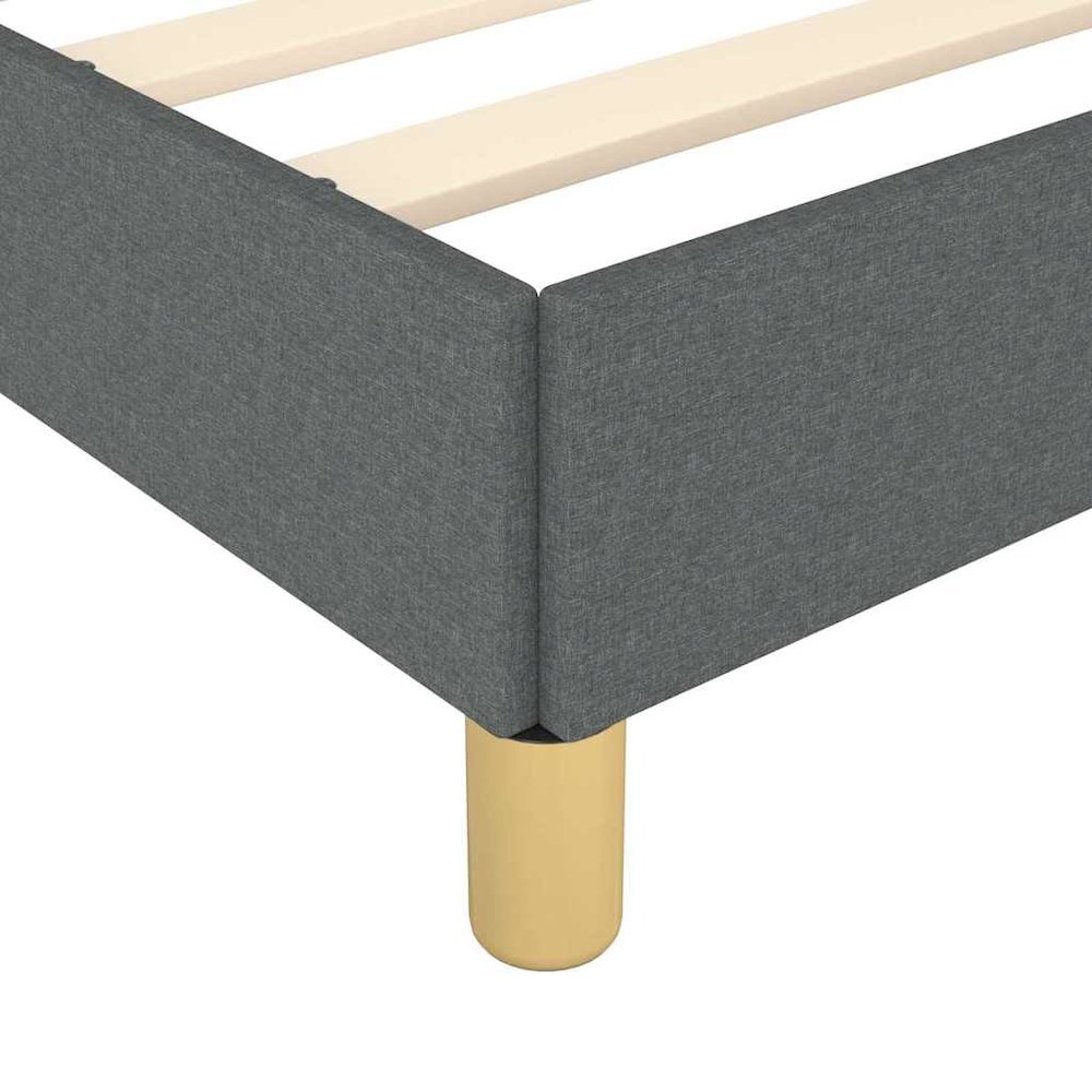 Bed Frame Dark Grey Polyester, Plywood, Engineered Wood Twin XL. Picture 8