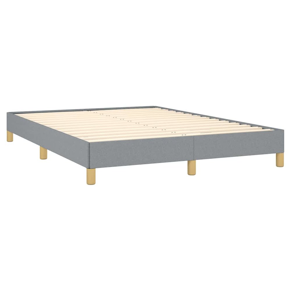 Bed Frame Light Gray Polyester Fabric, Plywood, Engineered Wood. Picture 5