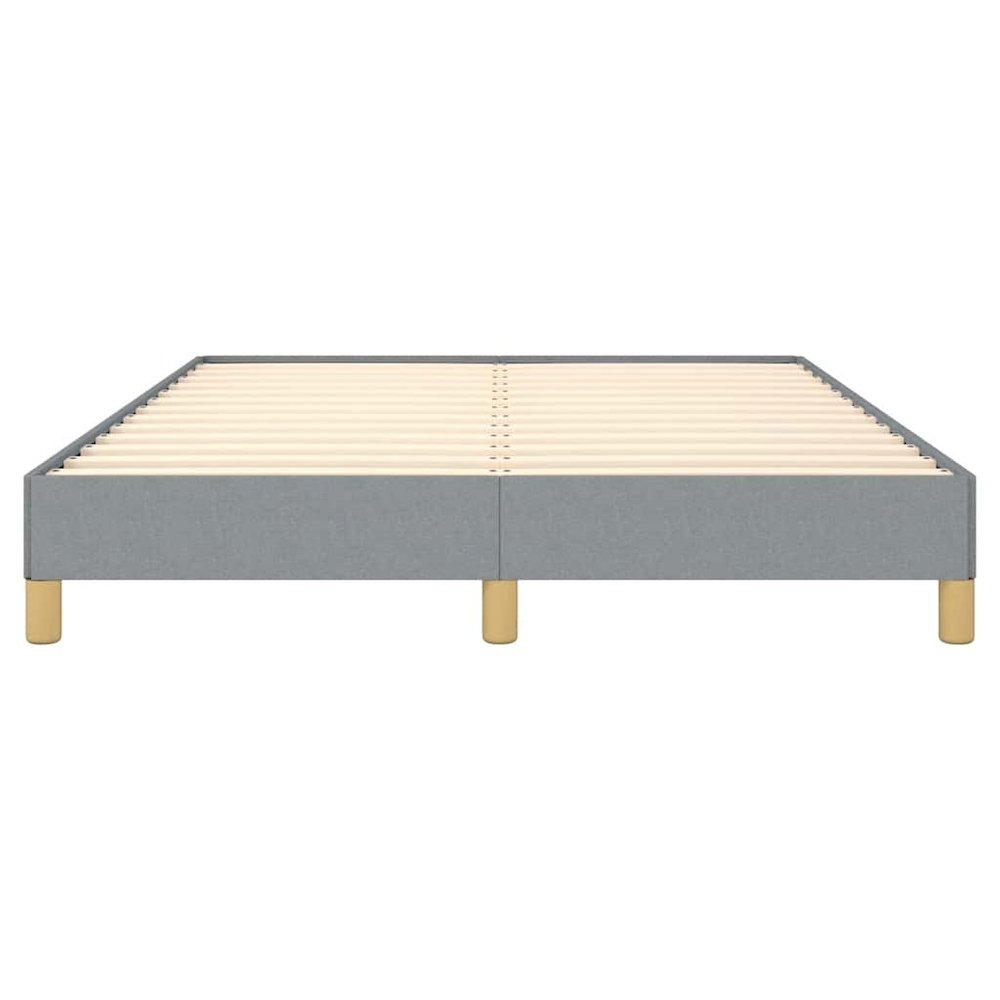 Bed Frame Light Gray Polyester Fabric, Plywood, Engineered Wood. Picture 6