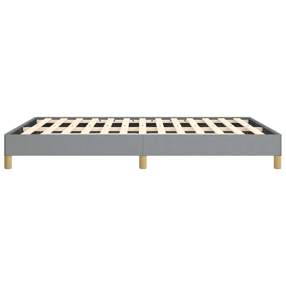Bed Frame Light Gray Polyester Fabric, Plywood, Engineered Wood. Picture 7