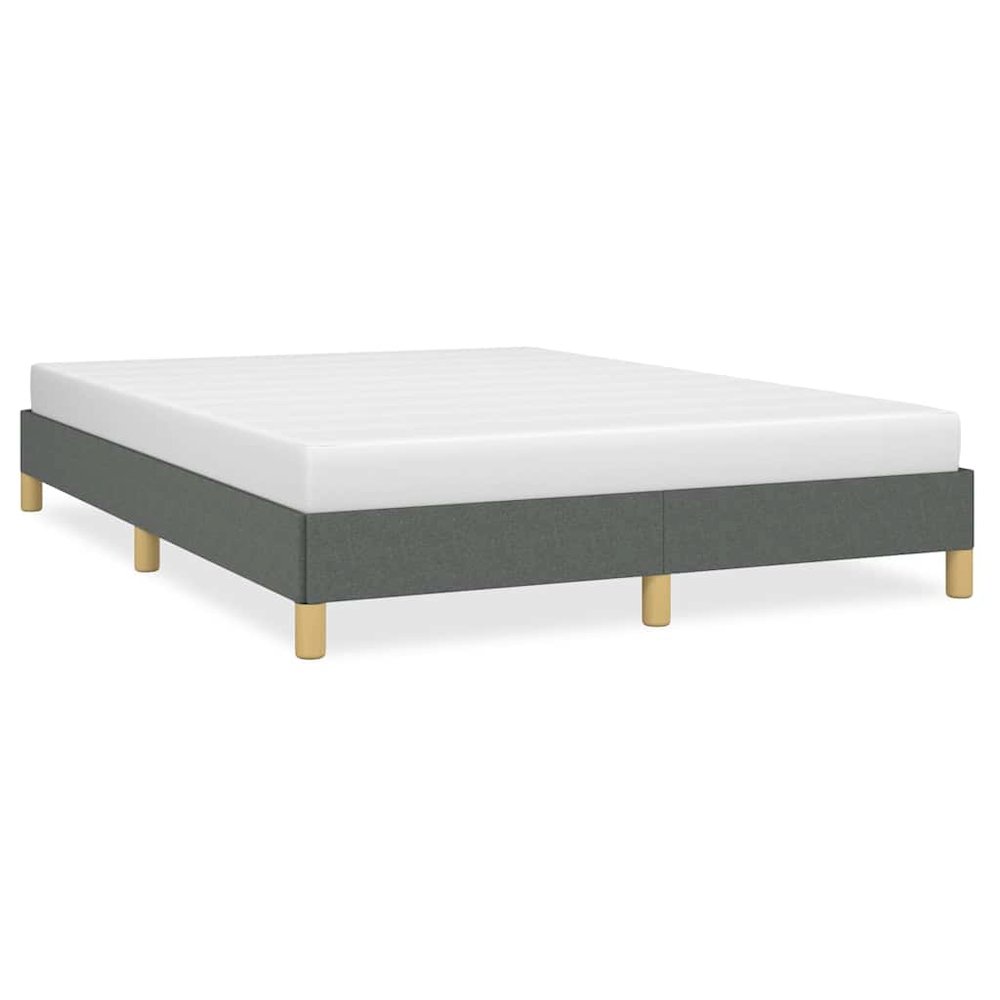 Bed Frame Dark Grey Fabric, plywood, engineered wood Queen. Picture 1
