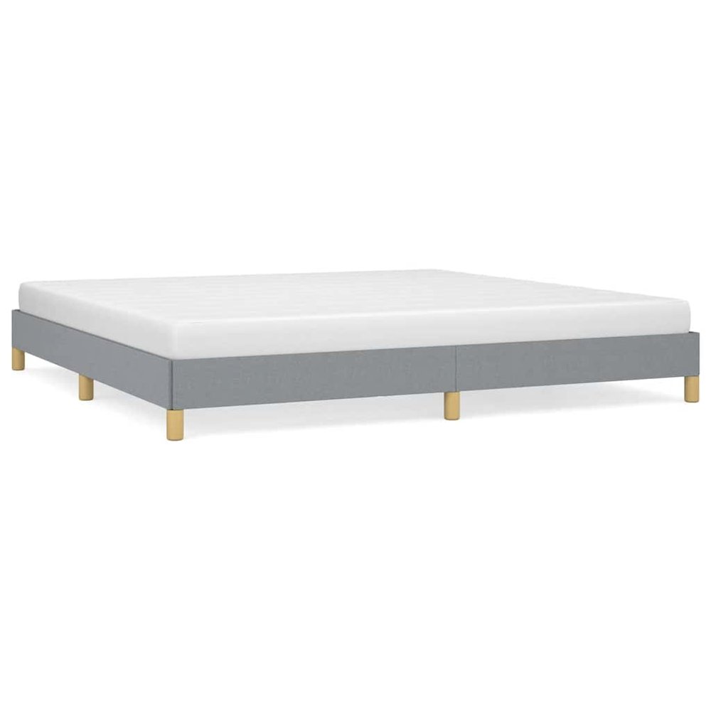 Bed Frame Light grey 100% polyester, plywood, engineered wood King. Picture 1