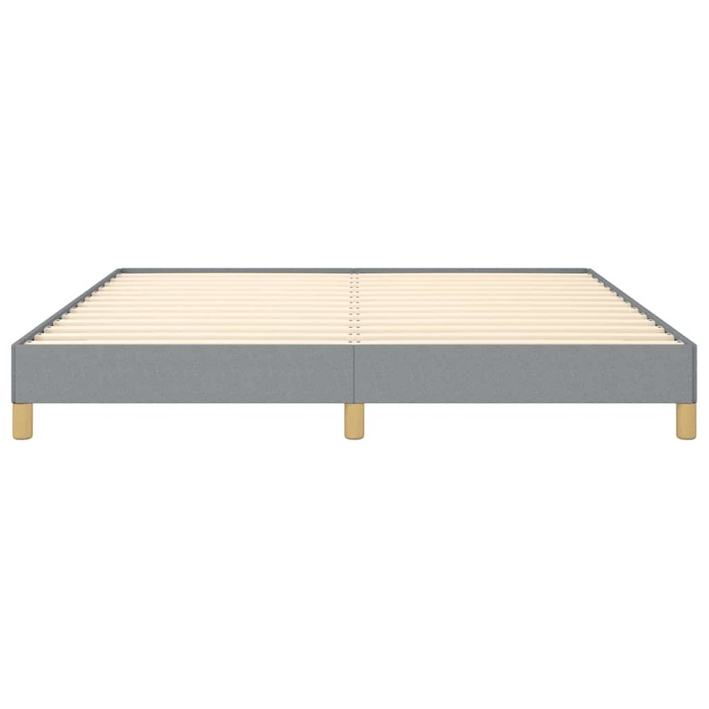 Bed Frame Light grey 100% polyester, plywood, engineered wood King. Picture 6