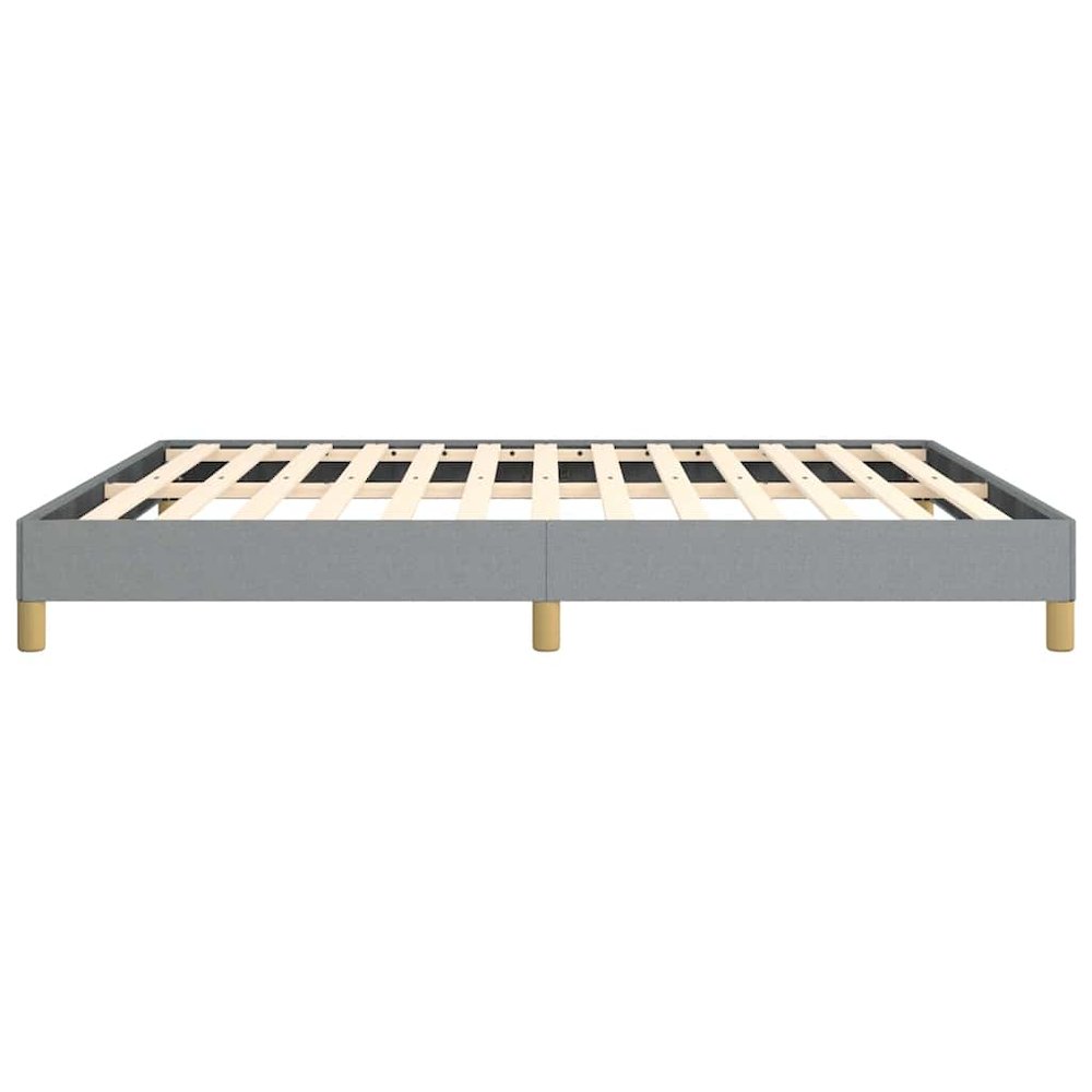 Bed Frame Light grey 100% polyester, plywood, engineered wood King. Picture 7