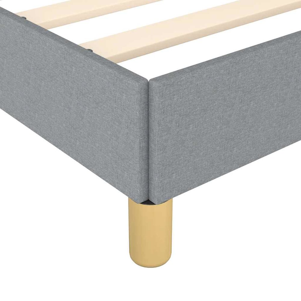 Bed Frame Light grey 100% polyester, plywood, engineered wood King. Picture 8