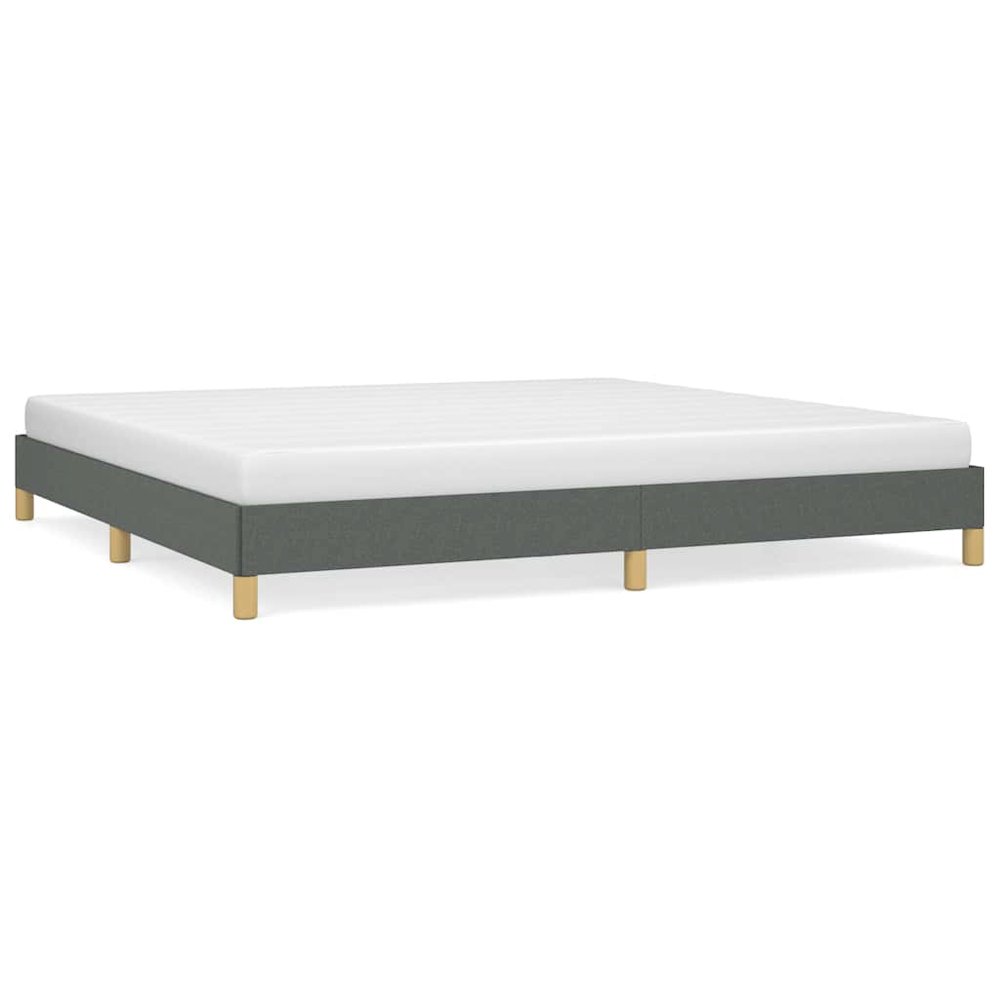 Bed Frame Dark Gray 100% Polyester, Plywood, Engineered Wood King. Picture 1
