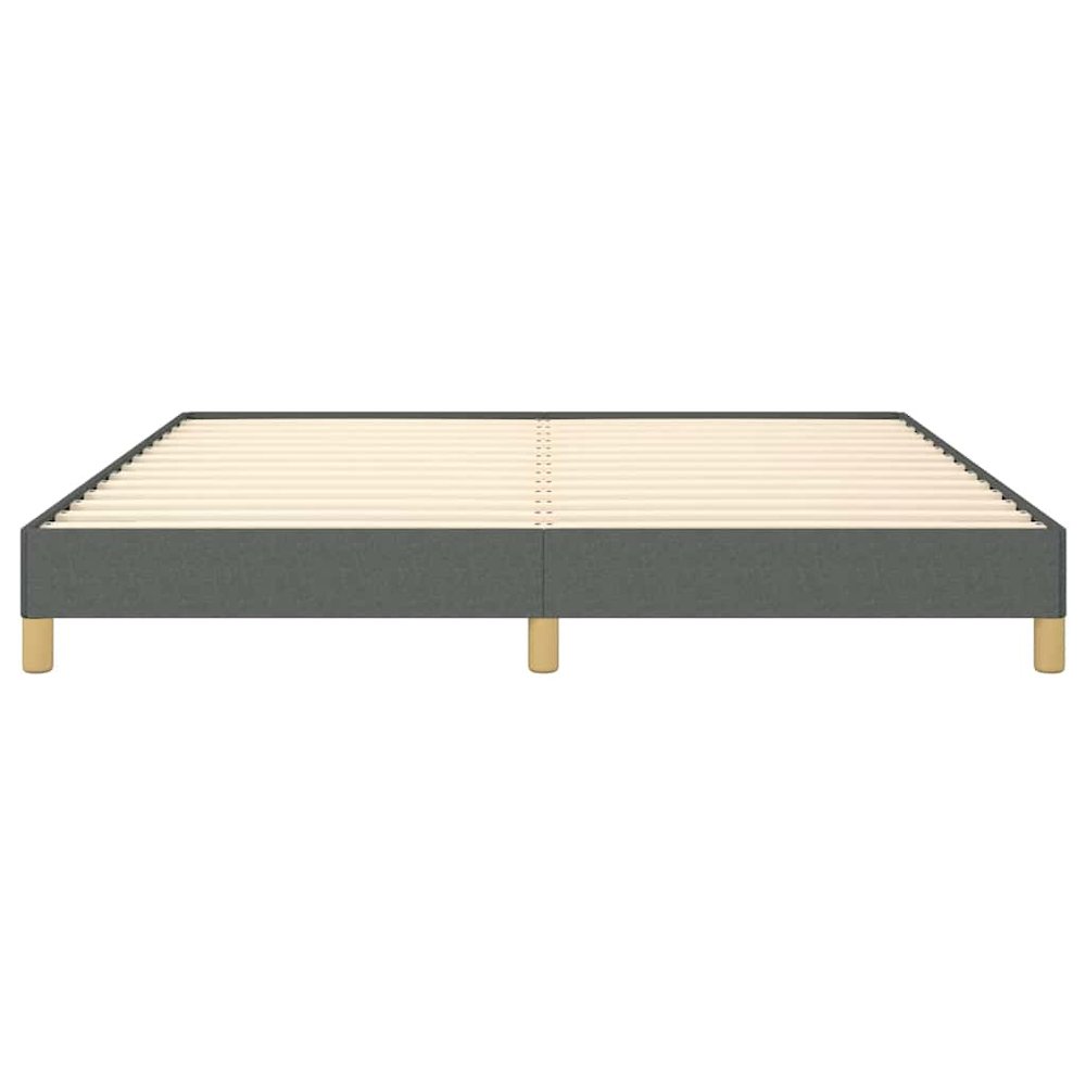 Bed Frame Dark Gray 100% Polyester, Plywood, Engineered Wood King. Picture 6