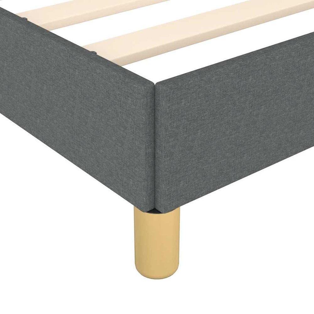Bed Frame Dark Gray 100% Polyester, Plywood, Engineered Wood King. Picture 8