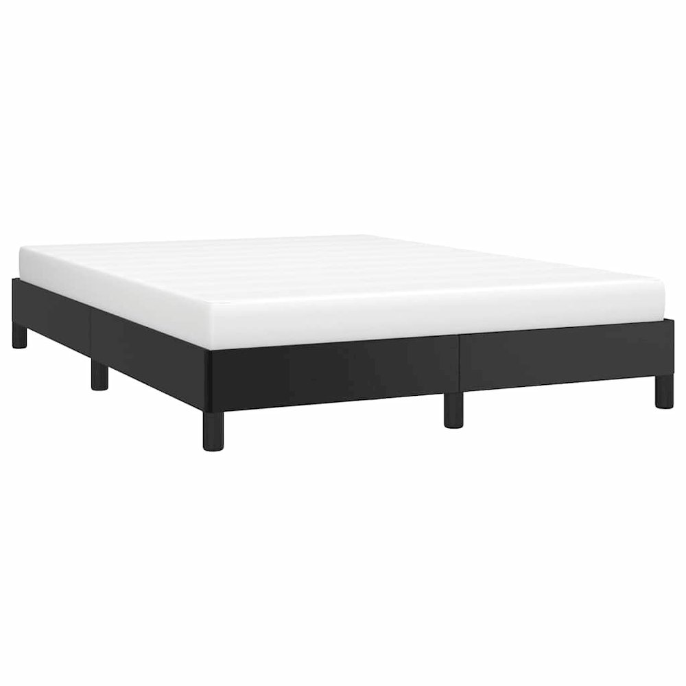 Bed Frame Black Faux leather, plywood, engineered wood Full. Picture 2