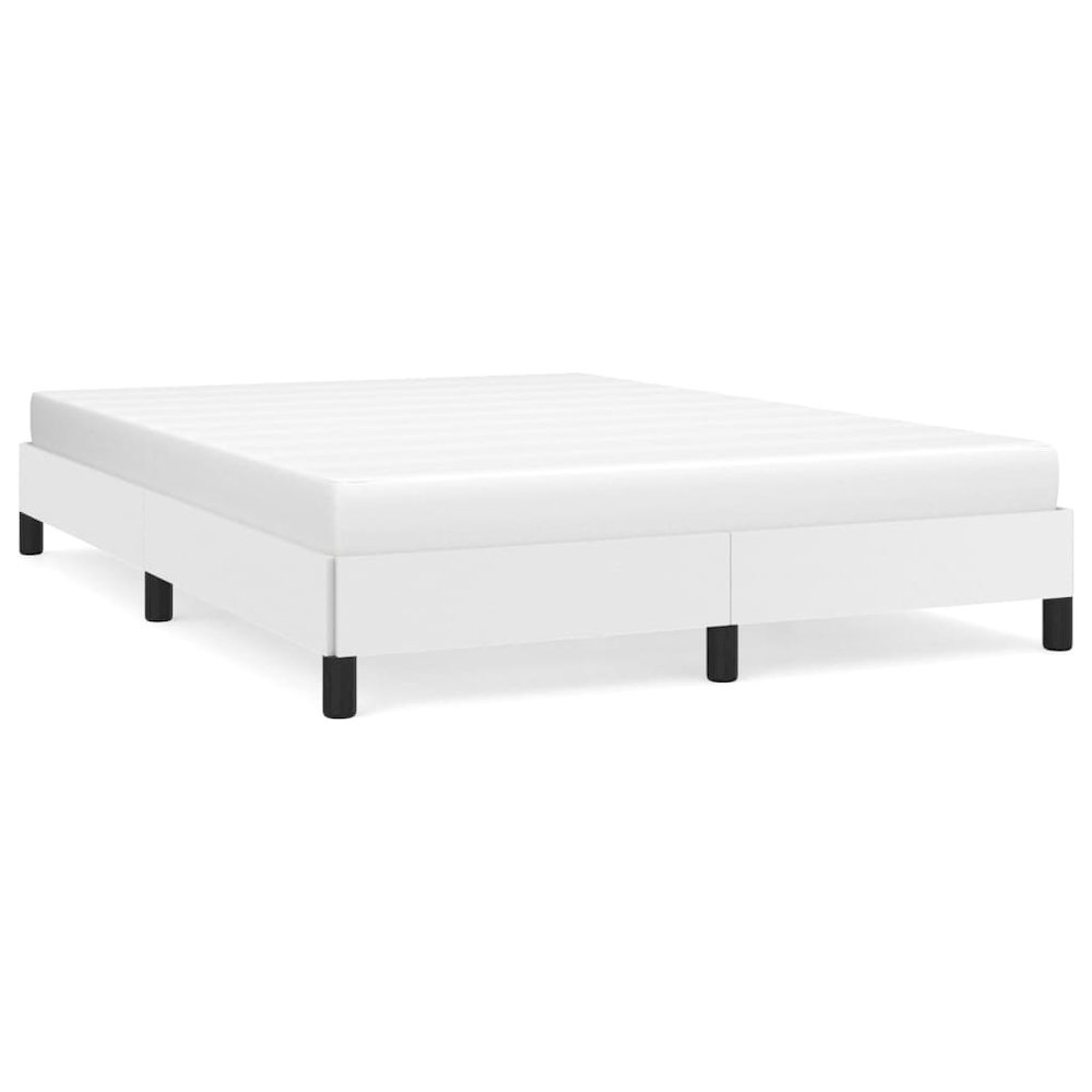 Bed Frame White Faux leather, Plywood, Engineered wood Full. Picture 2