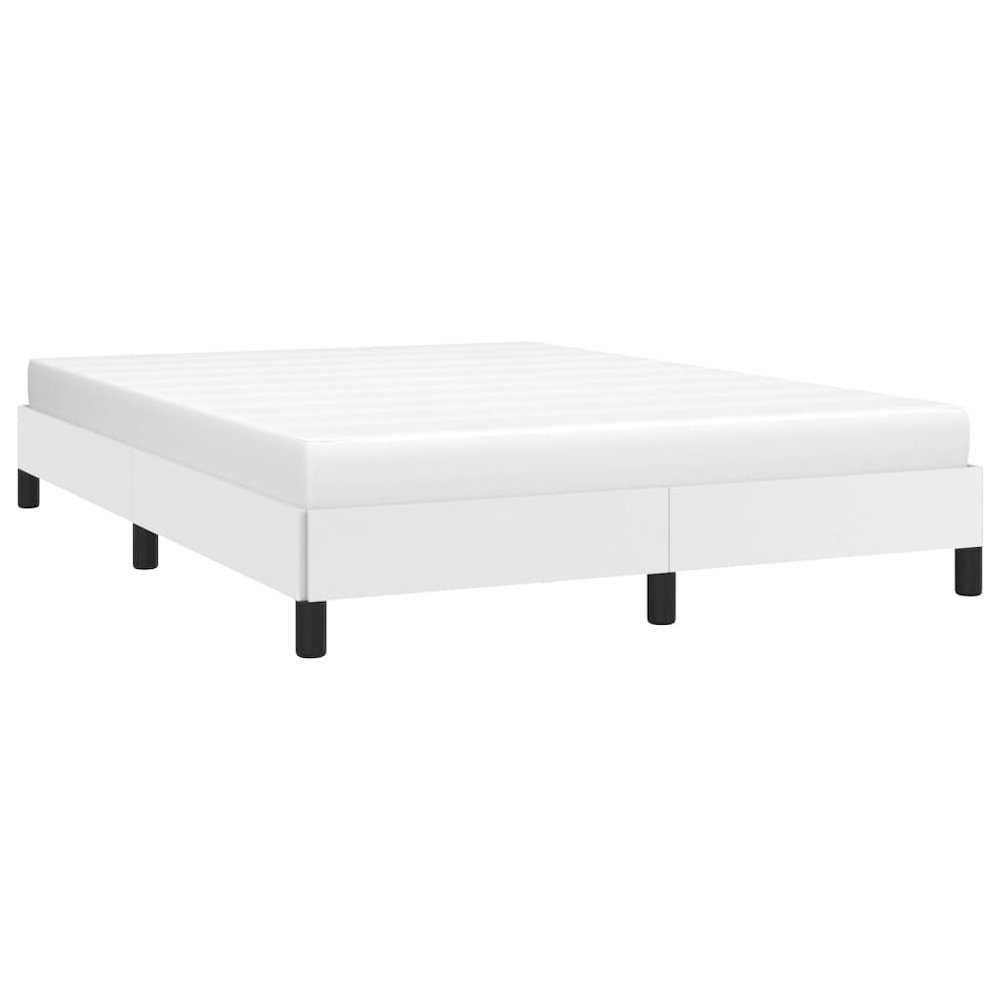Bed Frame White Faux leather, Plywood, Engineered wood Full. Picture 3