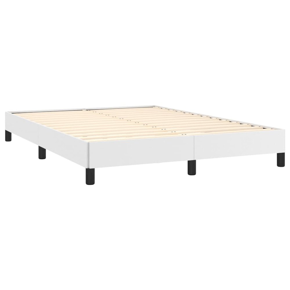 Bed Frame White Faux leather, Plywood, Engineered wood Full. Picture 4