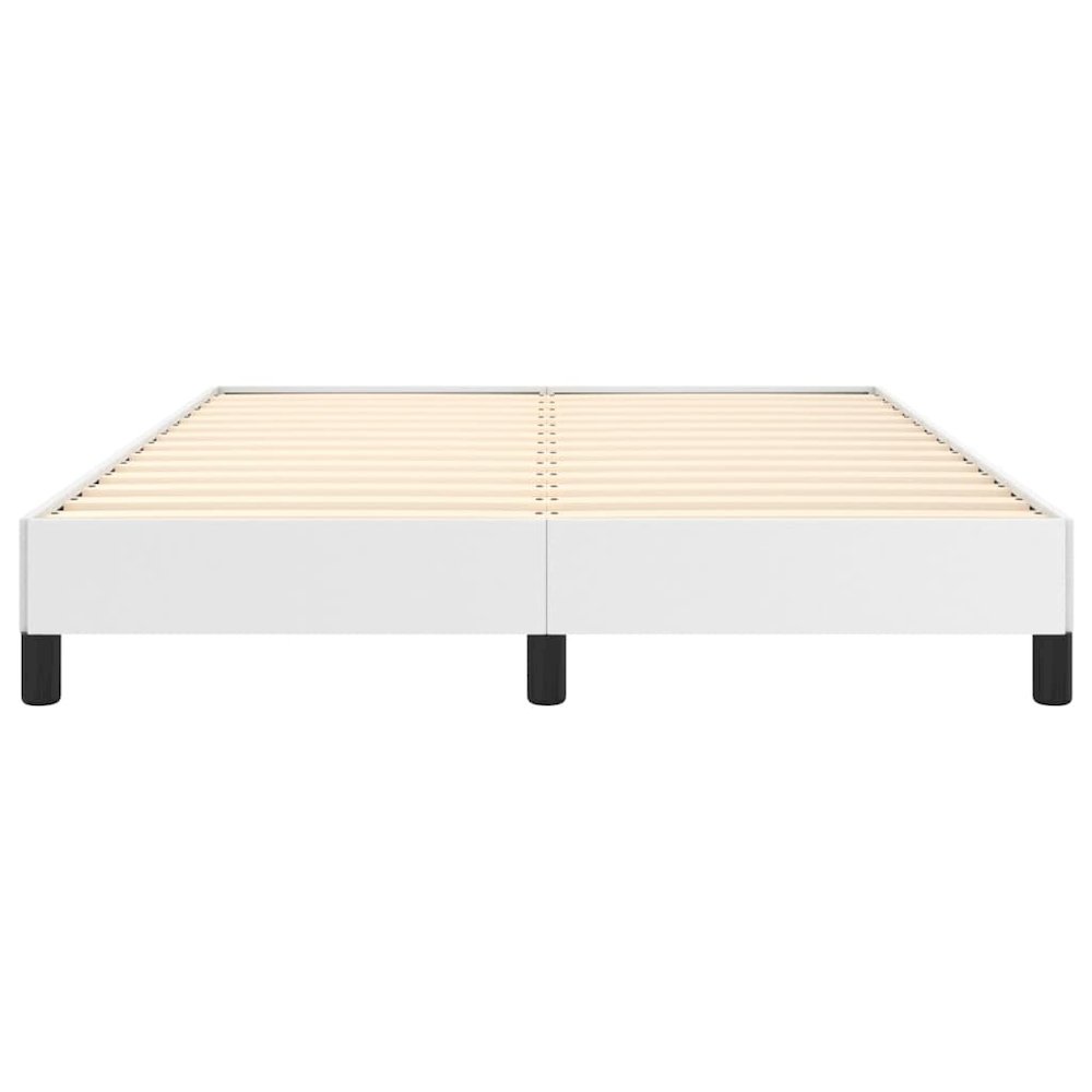 Bed Frame White Faux leather, Plywood, Engineered wood Full. Picture 5