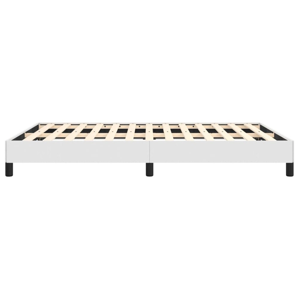 Bed Frame White Faux leather, Plywood, Engineered wood Full. Picture 6