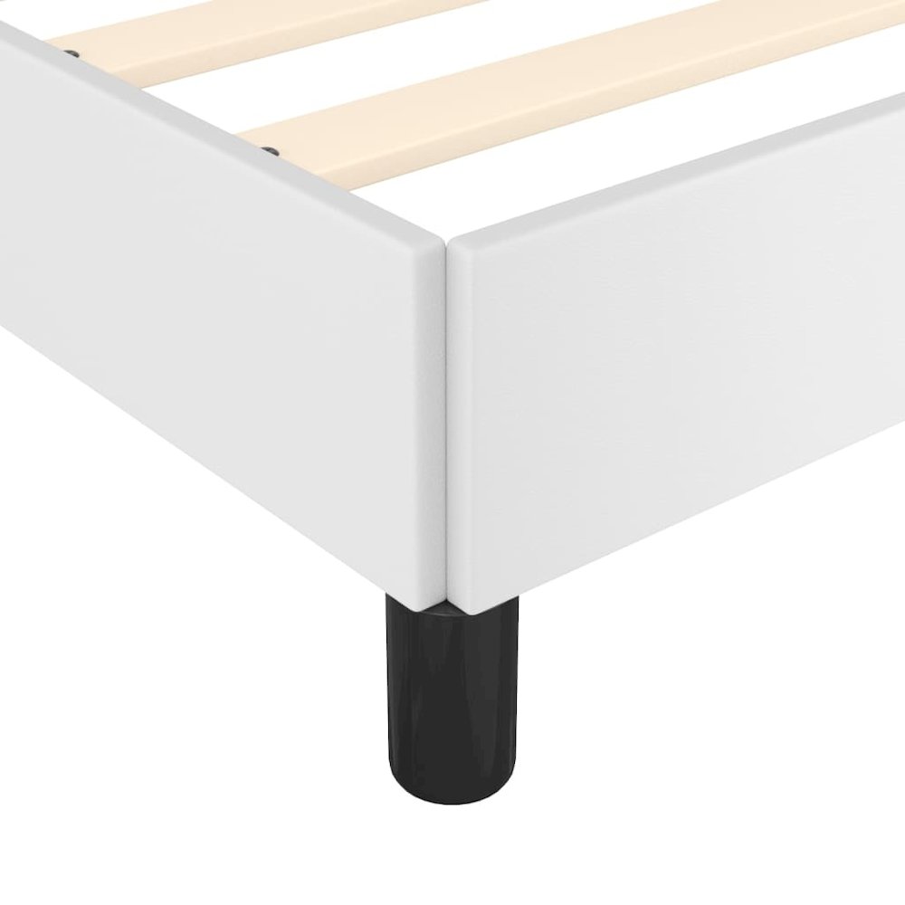 Bed Frame White Faux leather, Plywood, Engineered wood Full. Picture 7