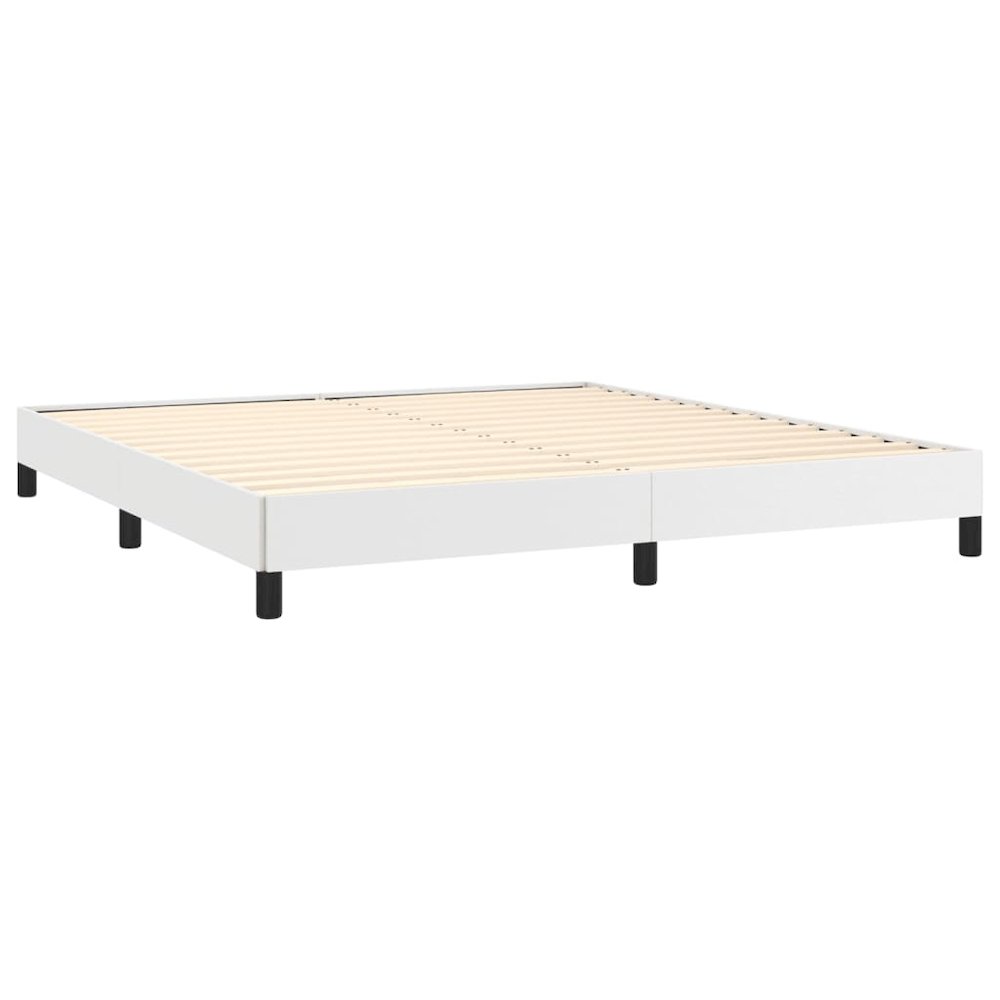 Bed Frame White Faux leather Queen Strong Bed Frame. Picture 4