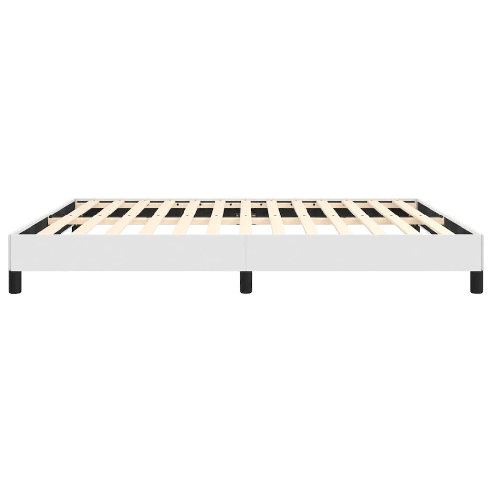 Bed Frame White Faux leather Queen Strong Bed Frame. Picture 6
