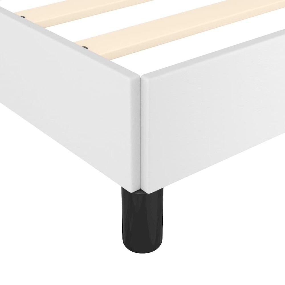 Bed Frame White Faux leather Queen Strong Bed Frame. Picture 7
