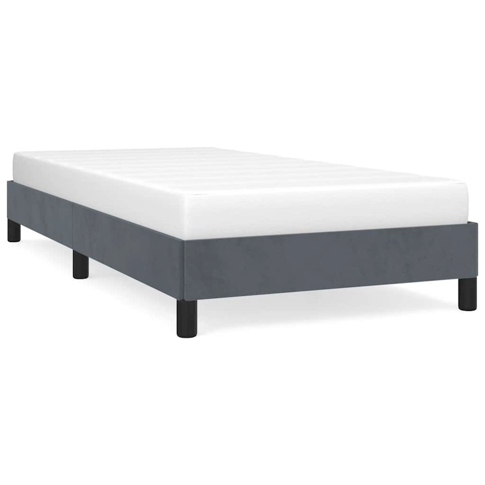 Bed Frame Dark Gray Velvet, Plywood, Engineered Wood Twin XL. Picture 2