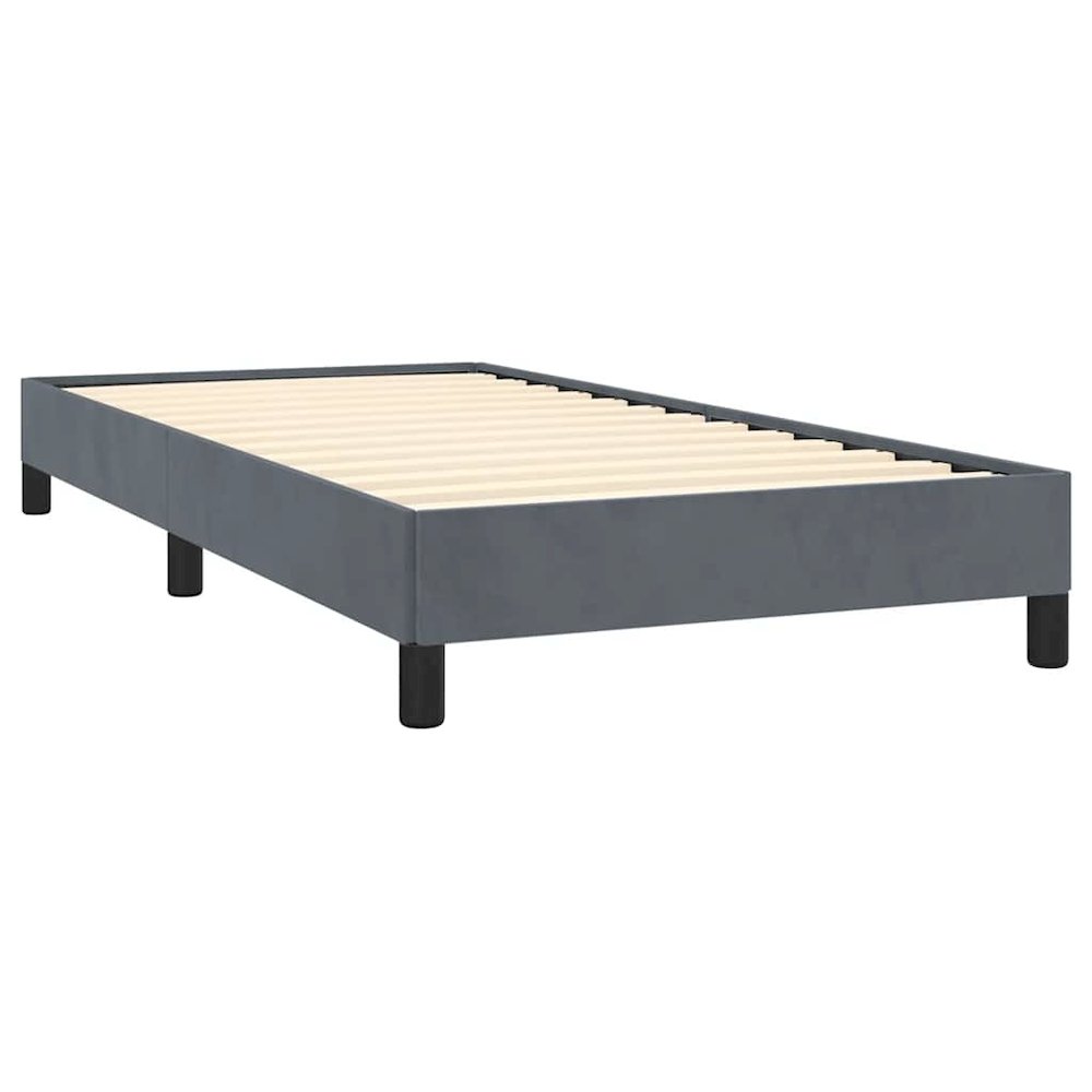 Bed Frame Dark Gray Velvet, Plywood, Engineered Wood Twin XL. Picture 3