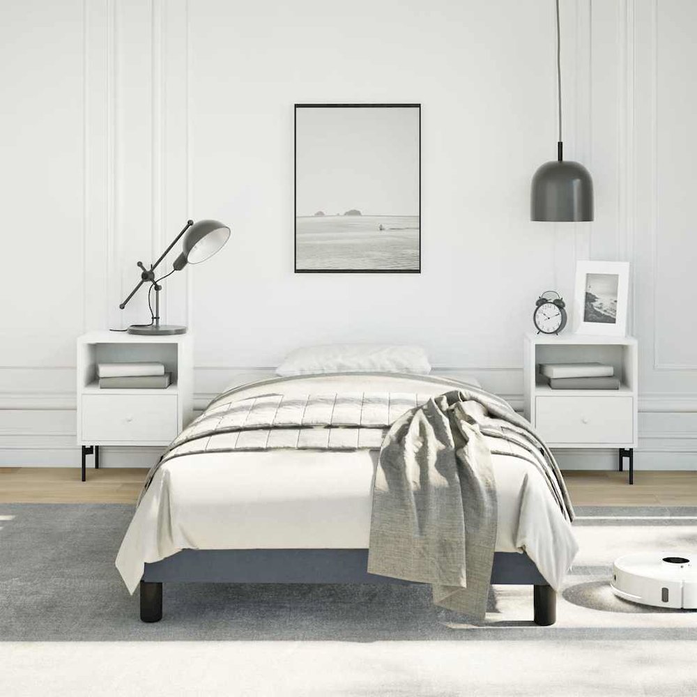 Bed Frame Dark Gray Velvet, Plywood, Engineered Wood Twin XL. Picture 5