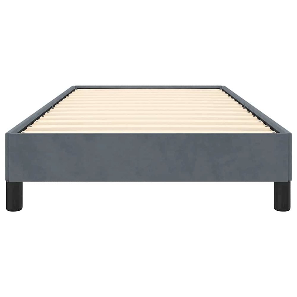Bed Frame Dark Gray Velvet, Plywood, Engineered Wood Twin XL. Picture 7