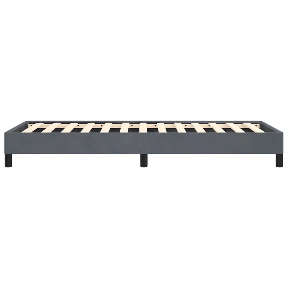 Bed Frame Dark Gray Velvet, Plywood, Engineered Wood Twin XL. Picture 8
