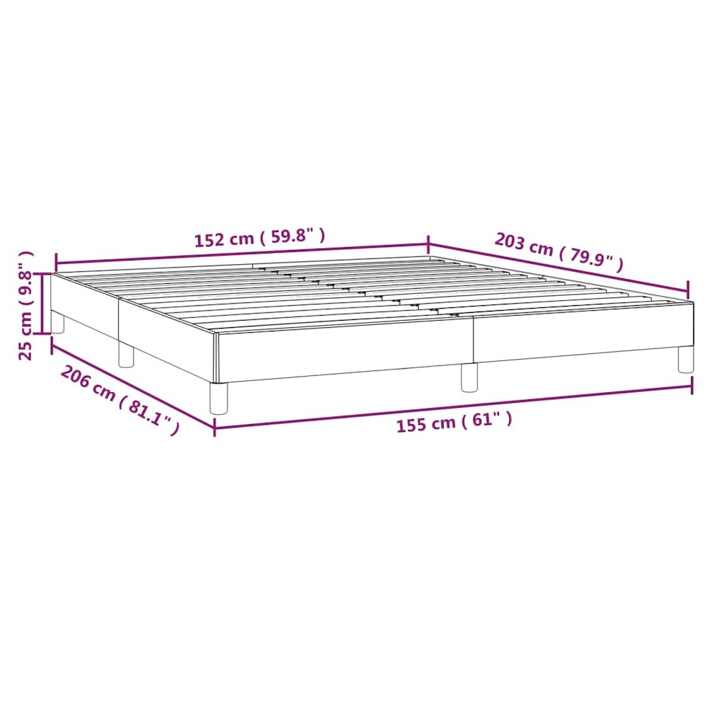 Bed Frame Light Gray Velvet, Engineered wood, Plywood Queen. Picture 9