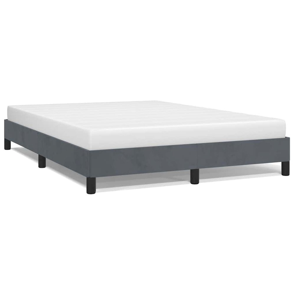 Bed Frame Dark Grey Velvet (100% polyester), plywood, engineered wood. Picture 2