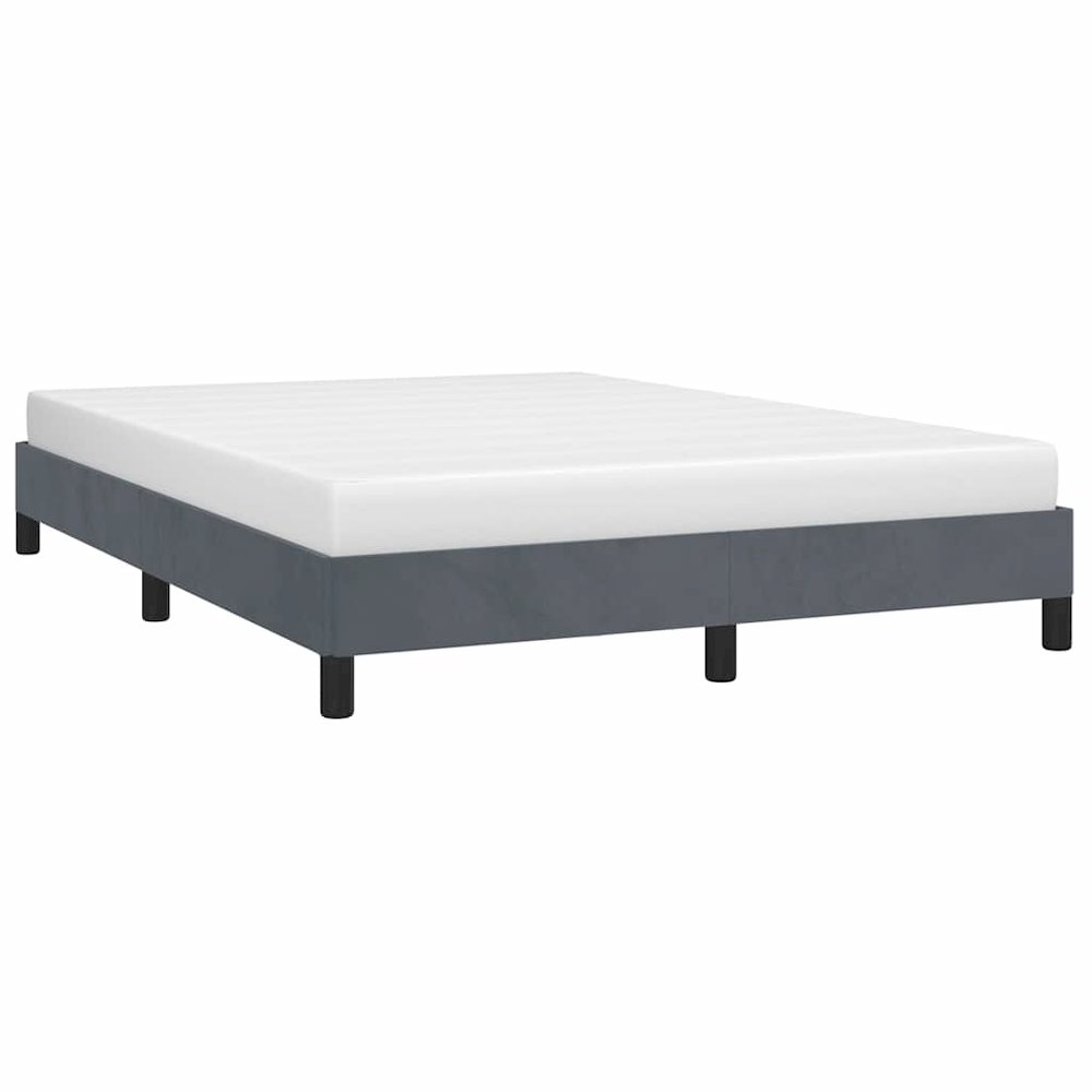 Bed Frame Dark Grey Velvet (100% polyester), plywood, engineered wood. Picture 1