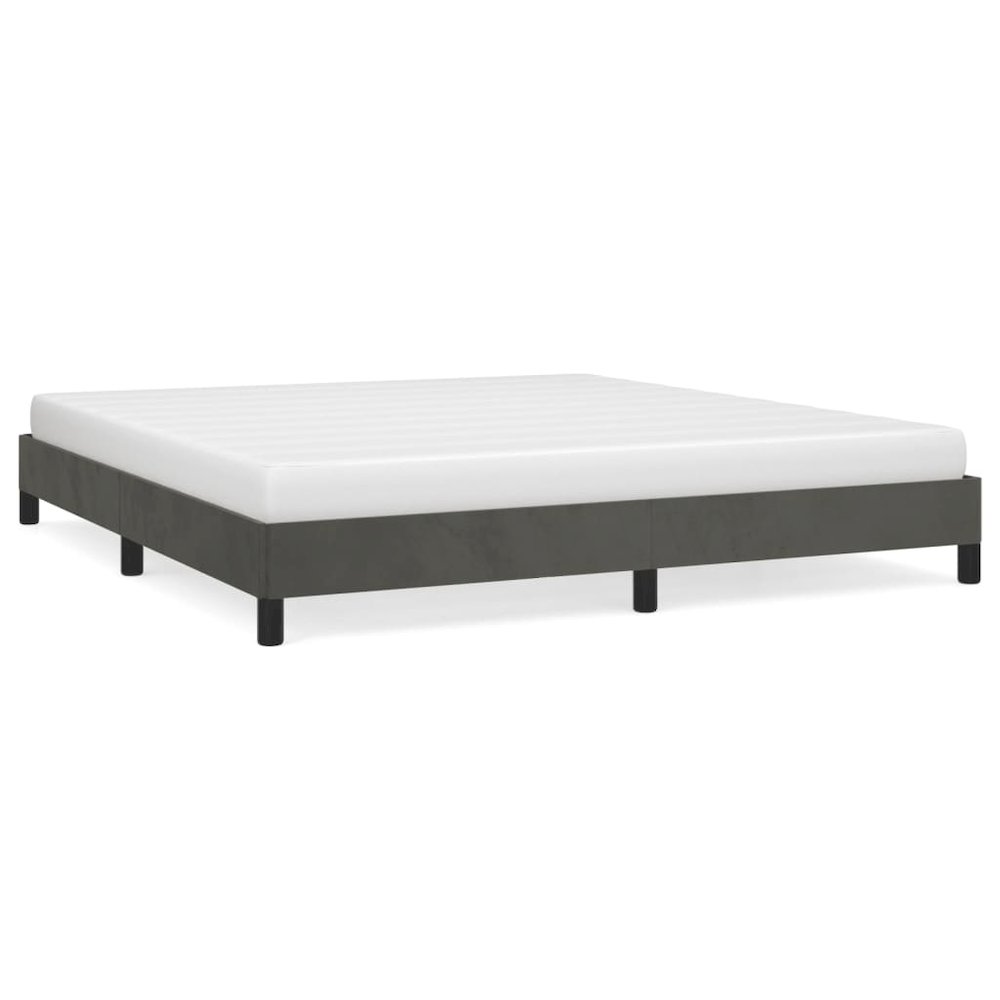 Bed Frame Dark Gray Velvet (100% polyester), plywood, engineered wood. Picture 2